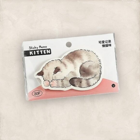 Kawaii Shy Kitten Sticky Memo Note Pad - Picture 1 of 3